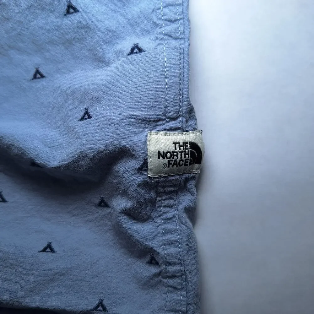 The North Face Shirt Mens XL Blue Geometric Short Sleeve Button Up Outdoor